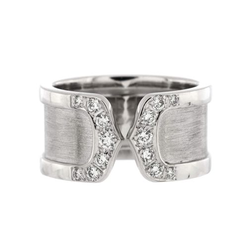 C de Cartier Ring 18K White Gold with Diamonds 10mm