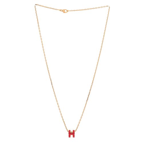 Pop H Pendant Chain Necklace Metal and Enamel Mini