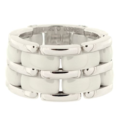 Ultra Link Ring 18K White Gold and Ceramic Large