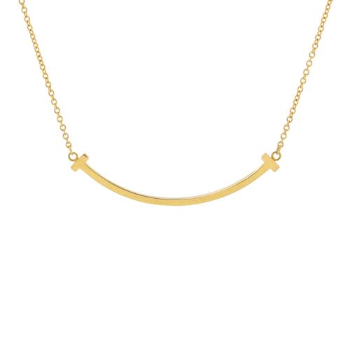 T Smile Pendant Necklace 18K Yellow Gold Small