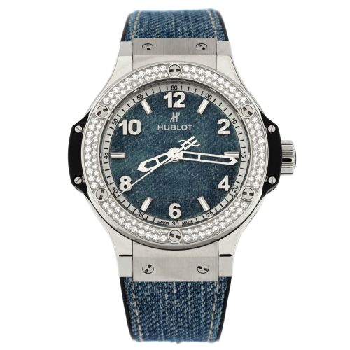 Big Bang Jeans Quartz Watch Stainless Steel and Rubber with Diamond Bezel 38