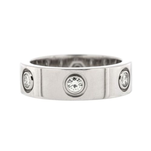 Love Band 6 Diamonds Ring 18K White Gold with Diamonds