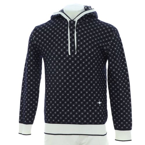 Men's Monogram Flower Jacquard Hoodie Wool Blend