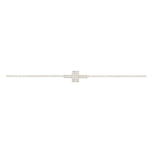 T Double Chain Bracelet 18K White Gold and Diamonds Small