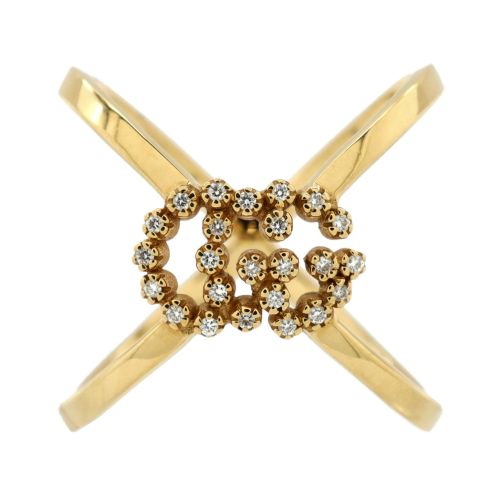 GG Running Cross Ring 18K Yellow Gold with Diamonds