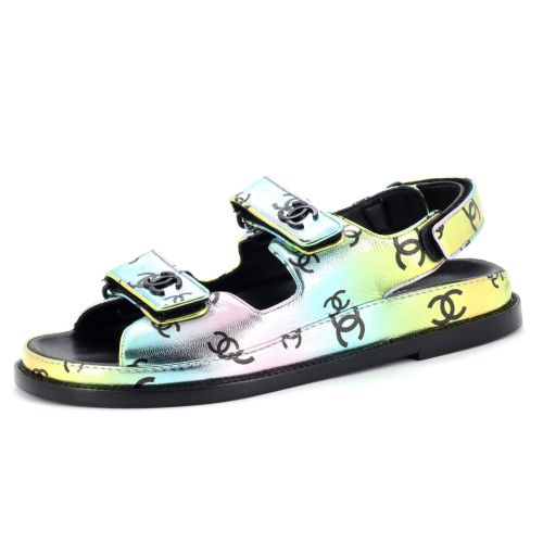 Women's Velcro Dad Sandals Printed Laminated Leather