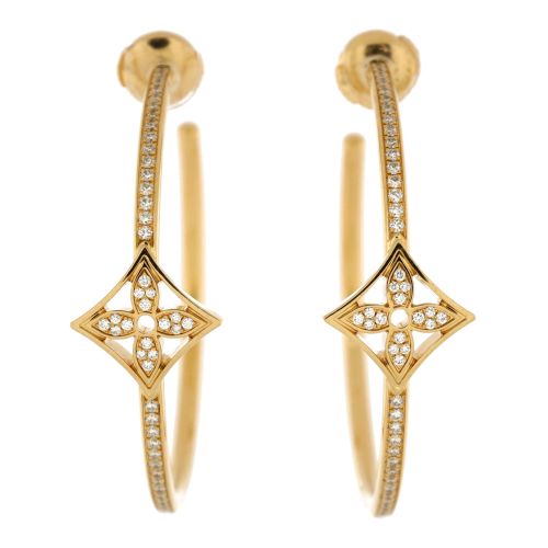 Idylle Blossom Hoop Earrings 18K Yellow Gold with Diamonds