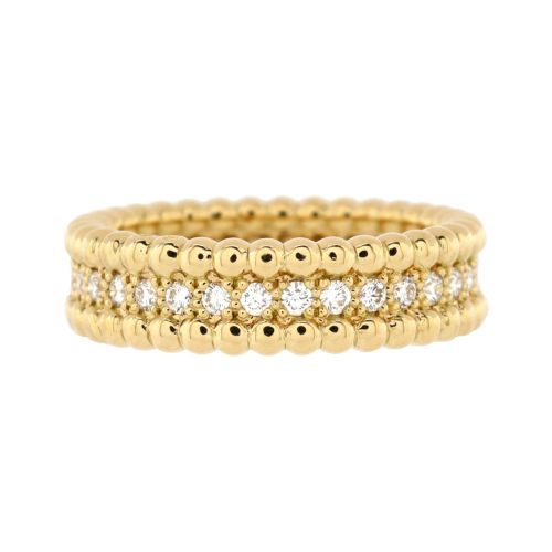 Perlee 1 Row Band Ring 18K Yellow Gold and Diamonds