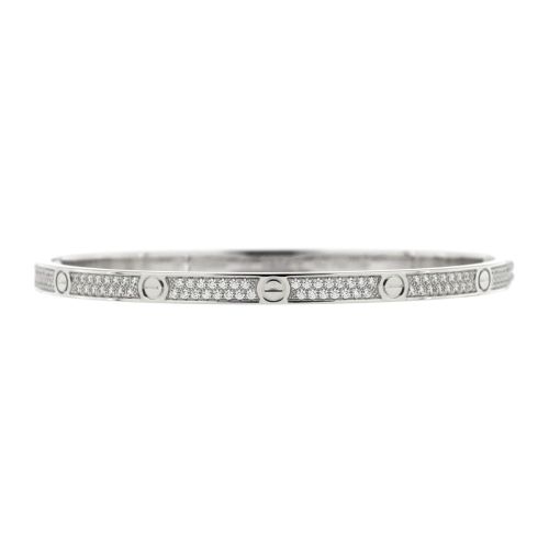 Love Bracelet 18K White Gold with Pave Diamonds Small