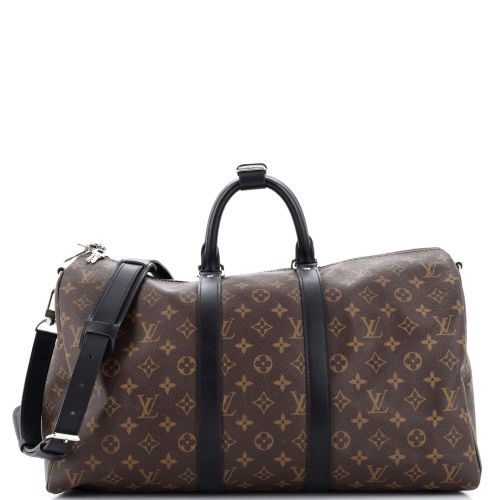 Keepall Bandouliere Bag Macassar Monogram Canvas 45