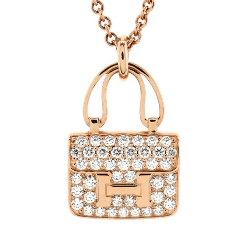 Amulettes Constance Pendant NM Necklace 18K Rose Gold and Diamonds