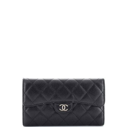 Trifold Classic Flap Wallet Quilted Caviar Long