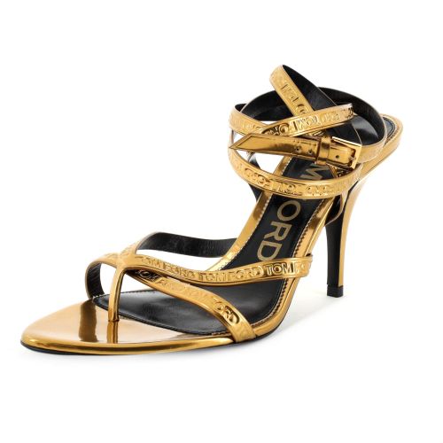 Women's Thong Ankle Wrap Sandals Embossed Leather