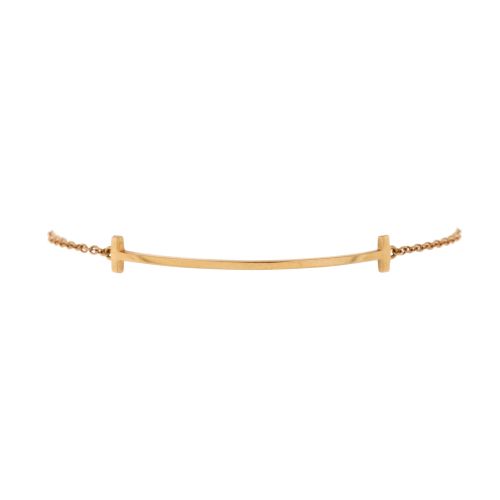 T Smile Chain Bracelet 18K Rose Gold Medium