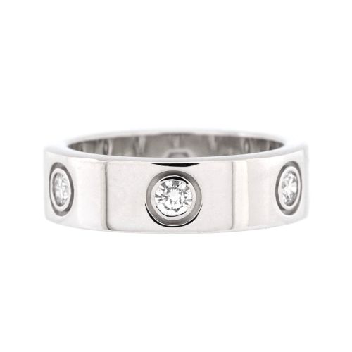 Love Band 6 Diamonds Ring 18K White Gold with Diamonds