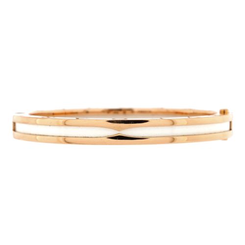 B.Zero1 Hinged Bangle Bracelet 18K Rose Gold with Ceramic 7mm