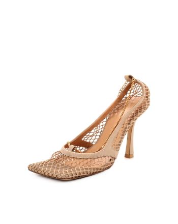 Women's Stretch Chain Pumps Mesh with Leather