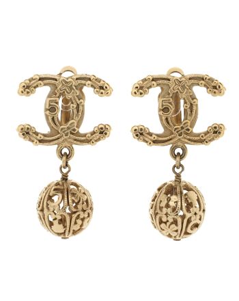 CC Dangle Lucky Charm Ball Clip-On Earrings Metal