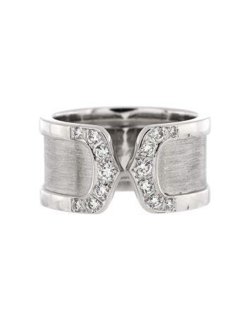 C de Cartier Ring 18K White Gold with Diamonds 10mm