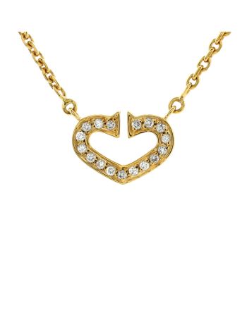 C Heart de Cartier Pendant Necklace 18K Yellow Gold with Pave Diamonds