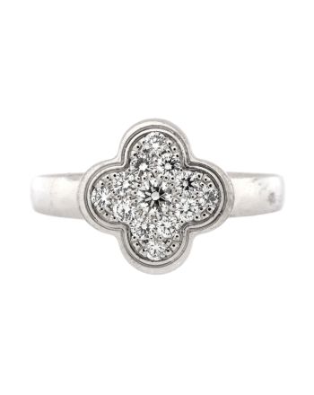 Pure Alhambra Ring 18K White Gold and Diamonds Mini