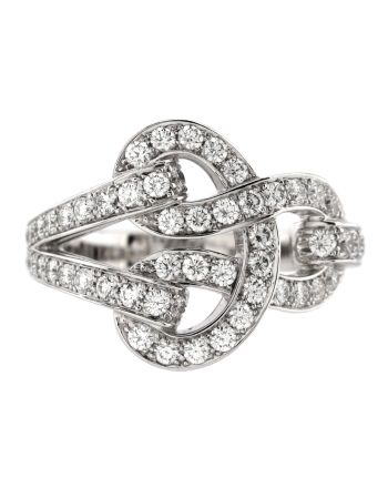 Agrafe Ring 18K White Gold with Diamonds Large