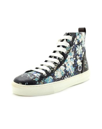 Women's Zip Up Sneaker Boots Floral Printed Leather