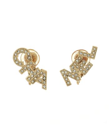 CHA-NEL Stud Earrings Metal with Crystals