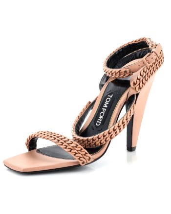 Women's Chain Strappy Heeled Sandals Leather