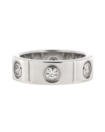 Love Band 6 Diamonds Ring 18K White Gold with Diamonds