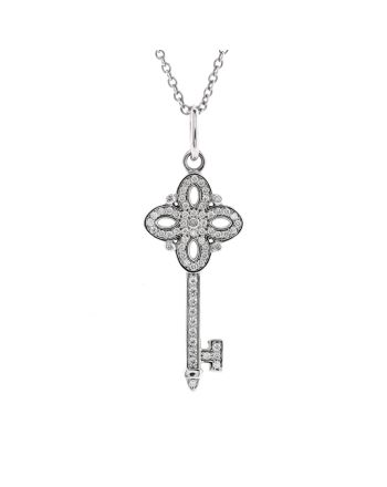 Victoria Key Pendant Necklace Platinum and 18k White Gold with Diamonds Mini