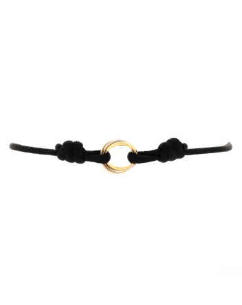 Trinity On Cord Bracelet Silk Cord with 18K Tricolor Gold