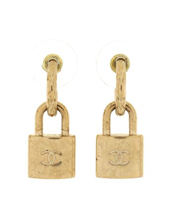 CC Padlock Hoop Earrings Metal