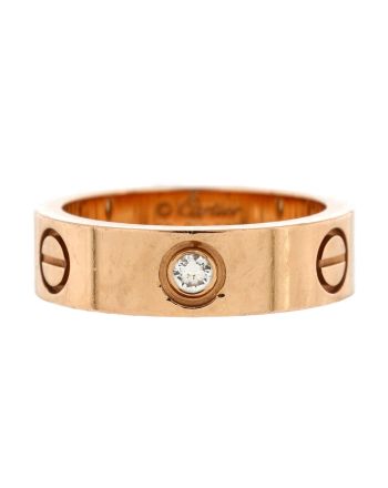 Love 3 Diamonds Band Ring 18K Rose Gold with Diamonds