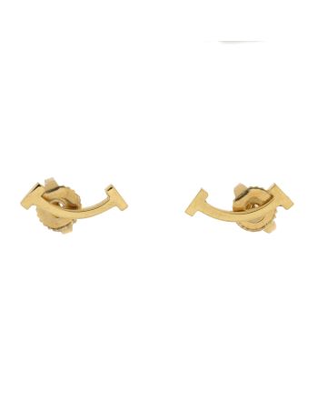 T Smile Stud Earrings 18K Yellow Gold