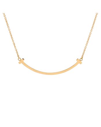 T Smile Pendant Necklace 18K Rose Gold Small