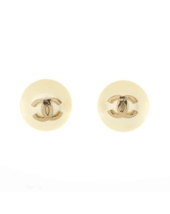 CC Ball Stud Earrings Faux Pearl with Metal